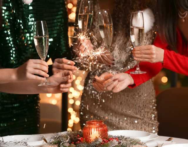 Sparklers and Champagne at a new years party